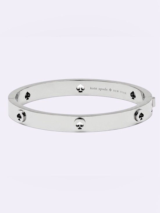 kate spade Jewelry - Kate Spade Spot The Spade Studded Hinged Bangle – Silver Tone Stainless Steel 🩶